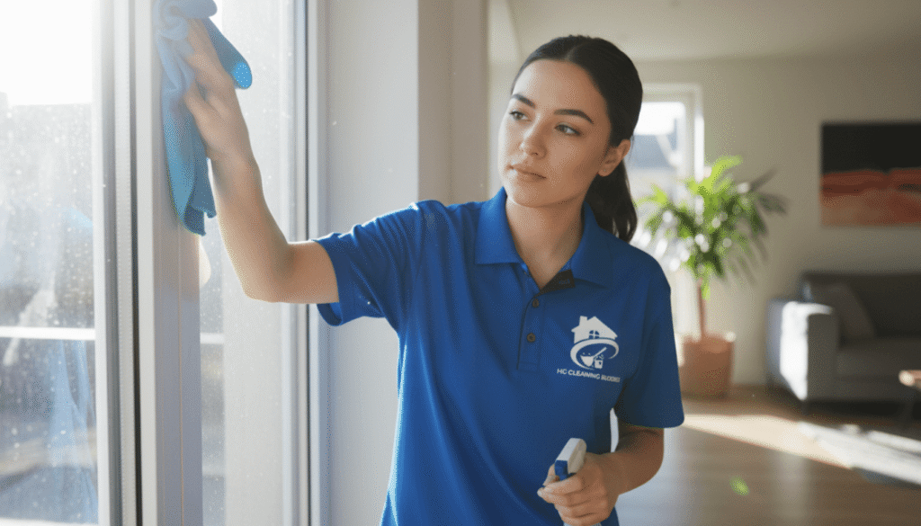 wiping an interior window - HC CLEANING BUDDIES